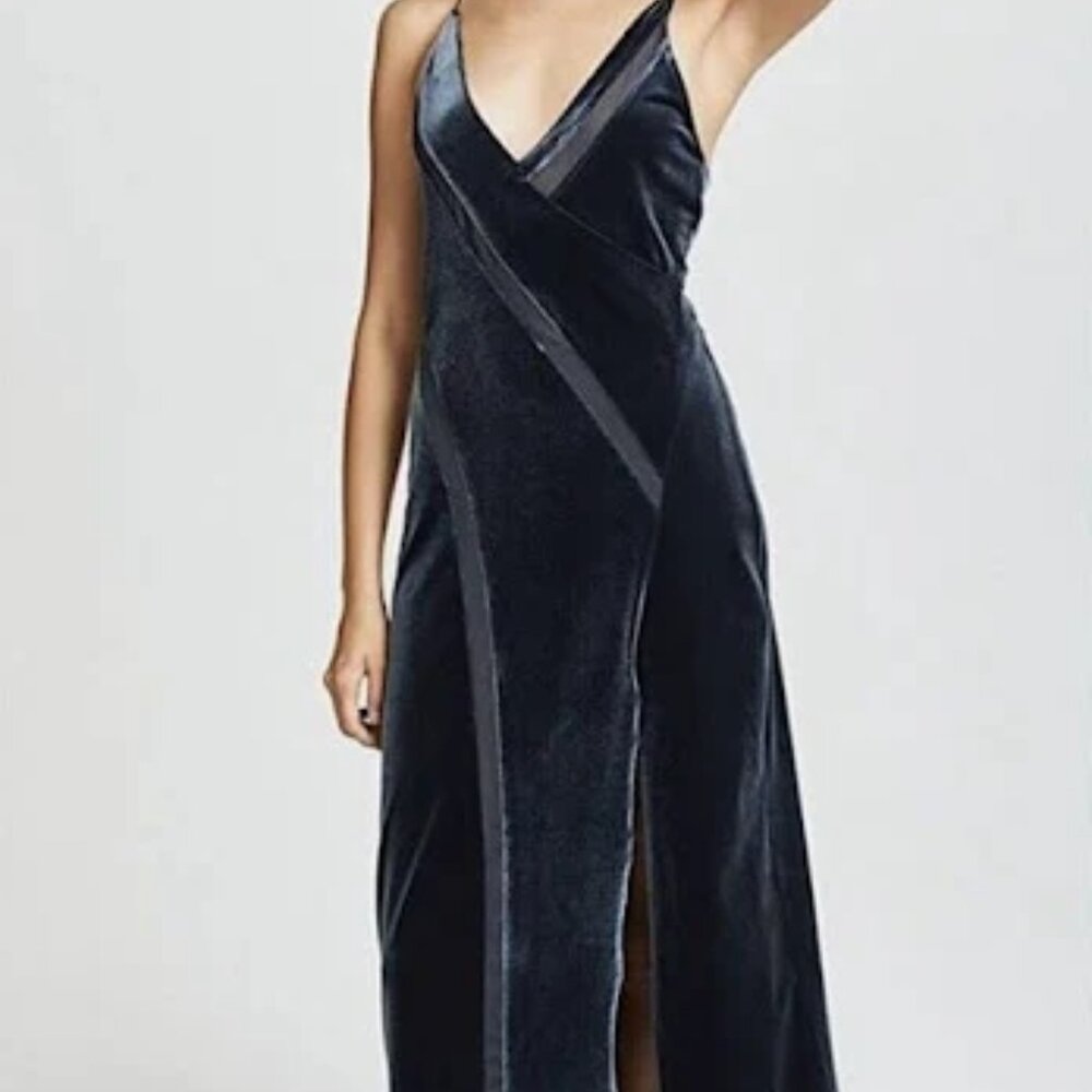 Free People Navy Velvet Midi Dress